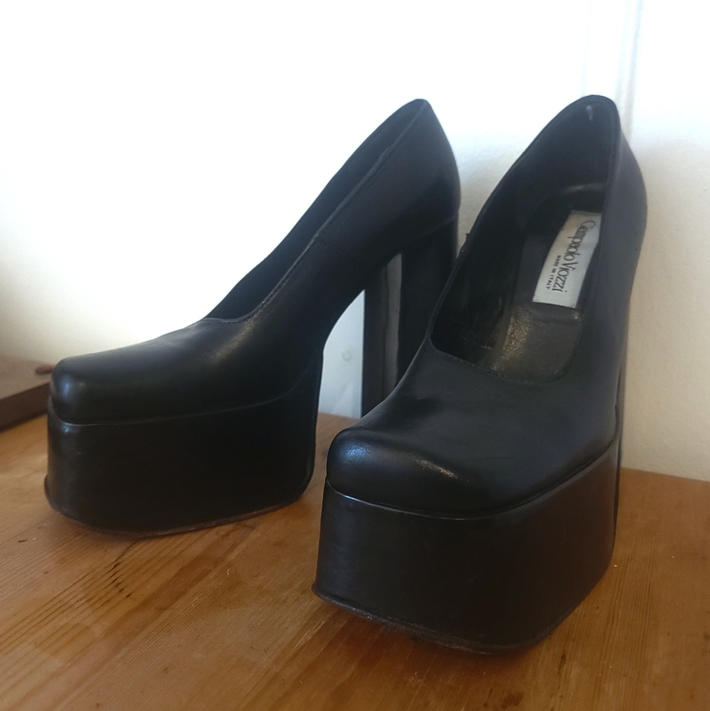 Italian designer leather platform heels